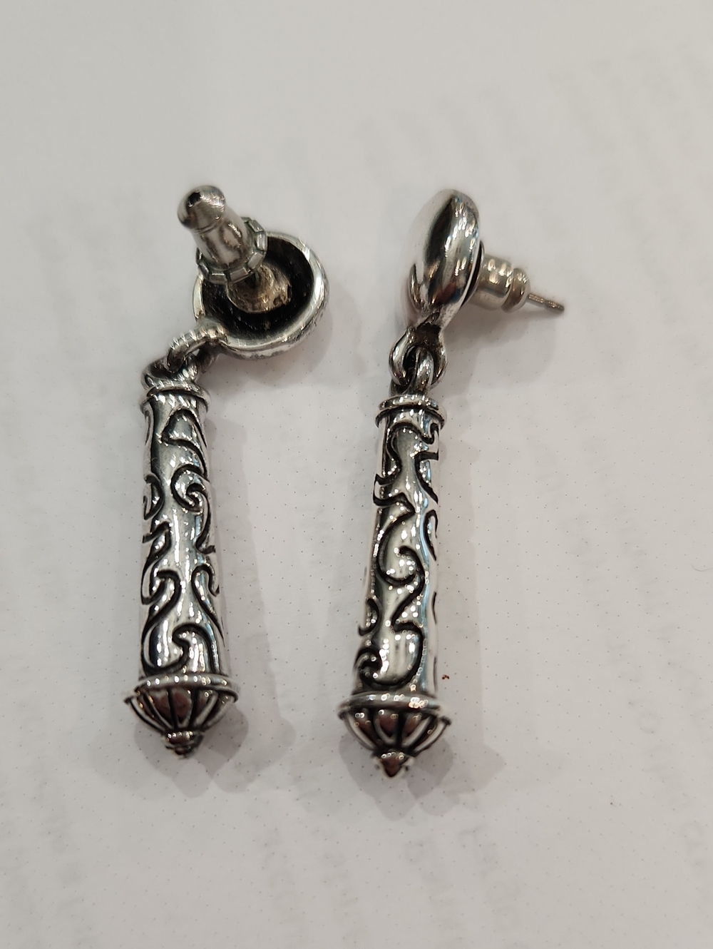 Sterling-Style Silver Filigree Drop Earrings - Silver